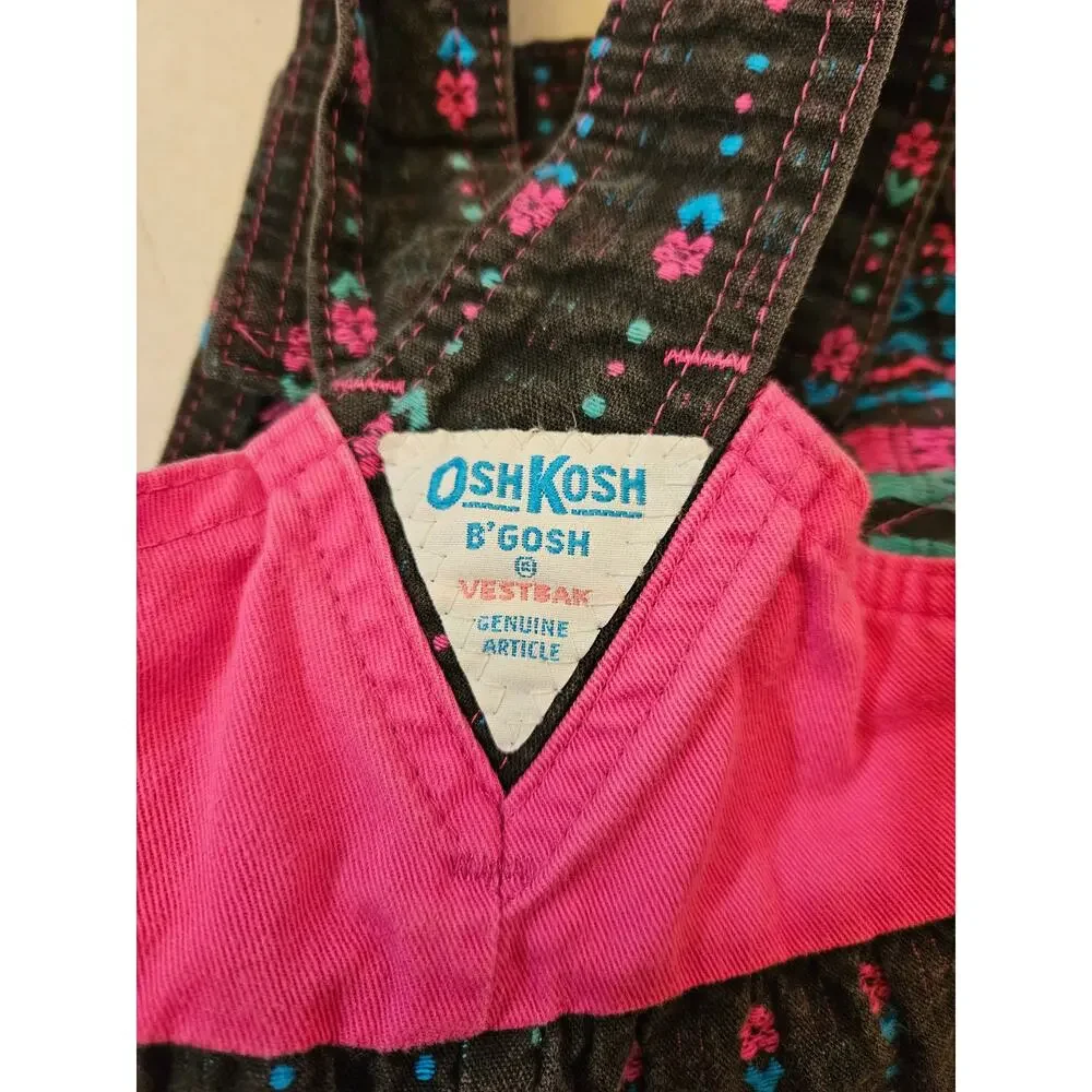 Vintage 90s Y2K OshKosh B'Gosh Toddler girl floral overalls size 12 months
